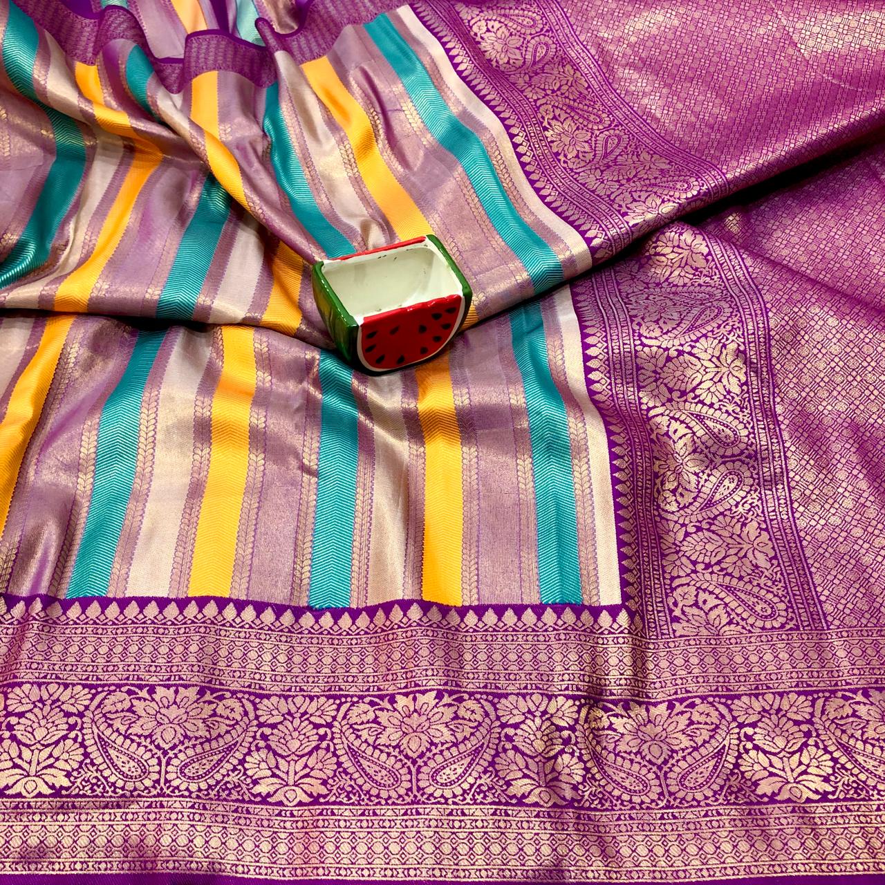 Multicolour Wedding Soft Silk Saree With Blouse Piece For Women