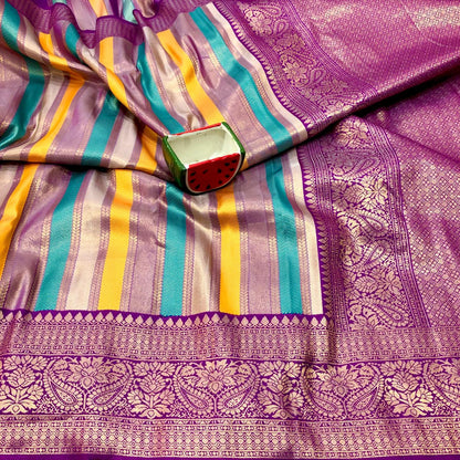 Multicolour Wedding Soft Silk Saree With Blouse Piece For Women
