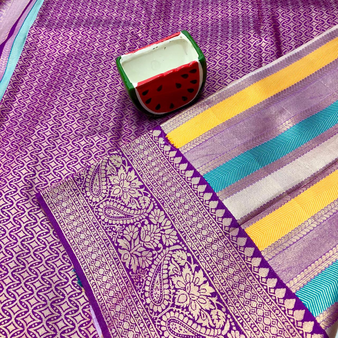 Multicolour Wedding Soft Silk Saree With Blouse Piece For Women