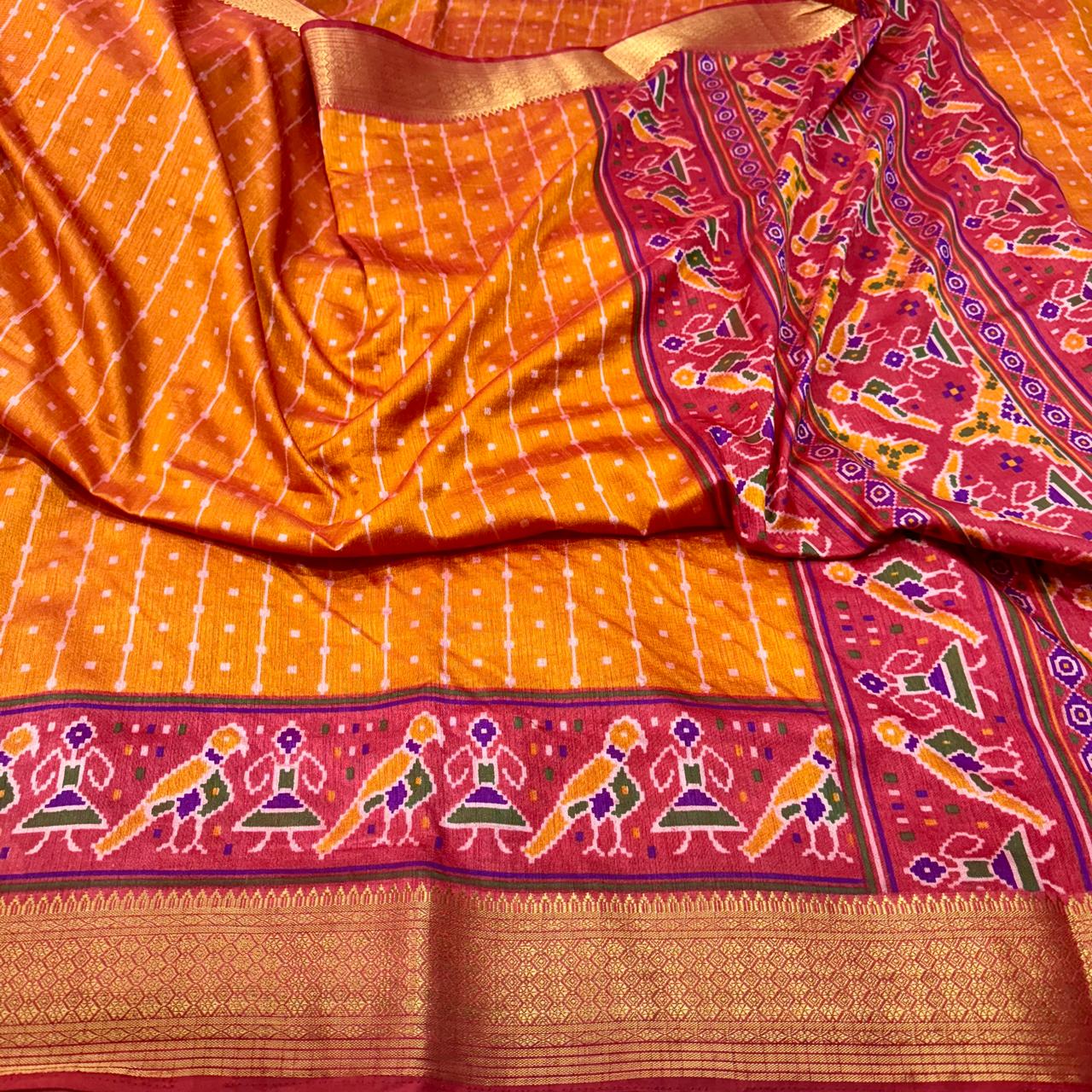 Mustard Yellow Pochampally Silk Mustard Yellow Saree With Blouse Piece For Women