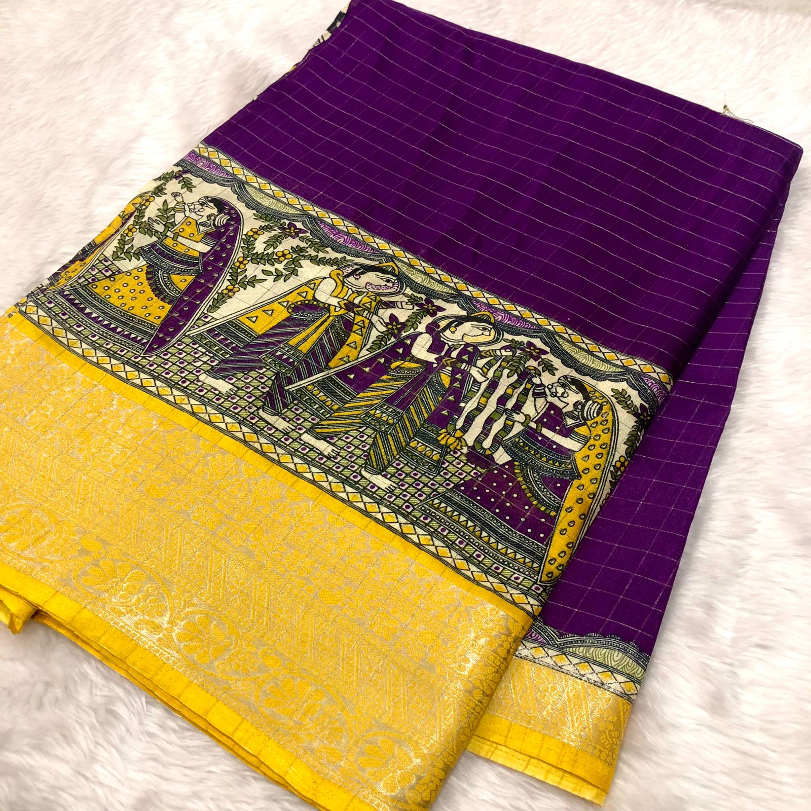 Purple Dola Silk  Purple Saree With Blouse Piece For Women
