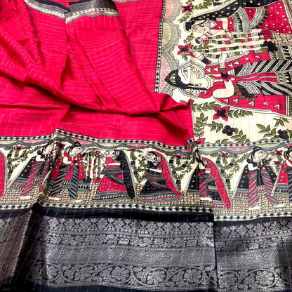 Rani Pink Dola Silk Pink Saree With Blouse Piece For Women