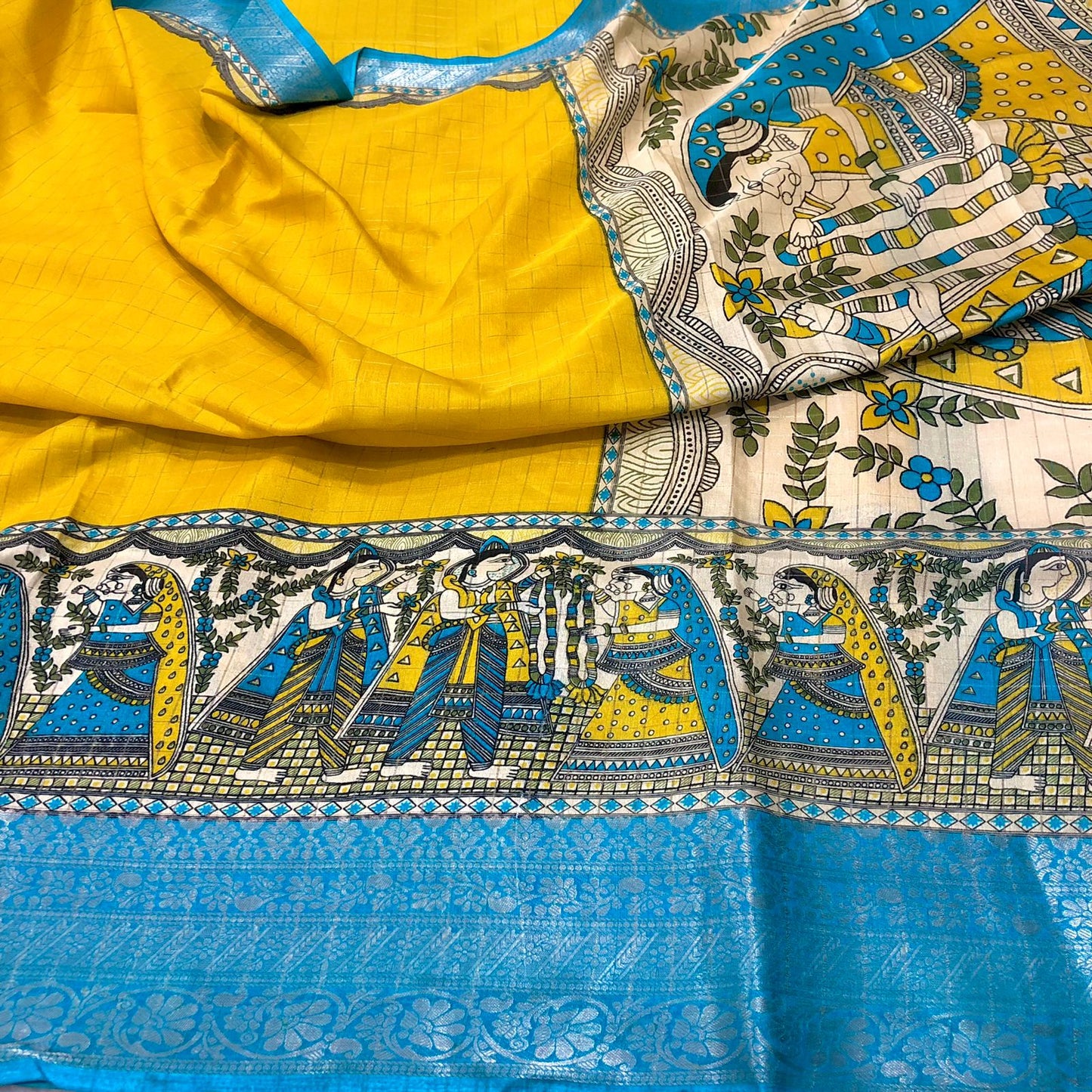 Yellow Dola Silk Yellow Saree With Blouse Piece For Women