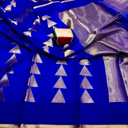 Royal Blue Banarasi Silk Royal Blue Saree With Blouse Piece For Women