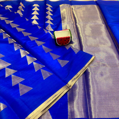 Royal Blue Banarasi Silk Royal Blue Saree With Blouse Piece For Women