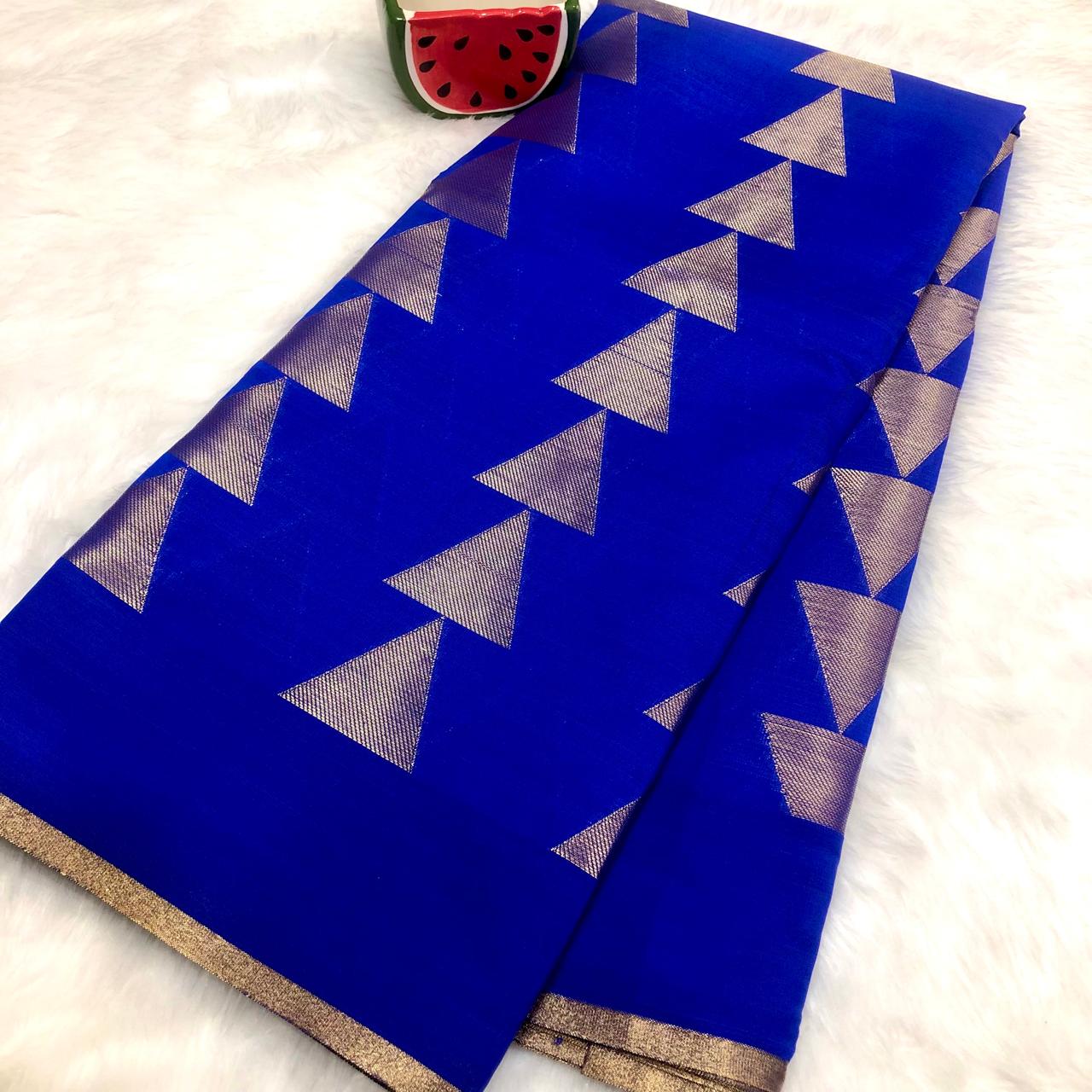 Royal Blue Banarasi Silk Royal Blue Saree With Blouse Piece For Women