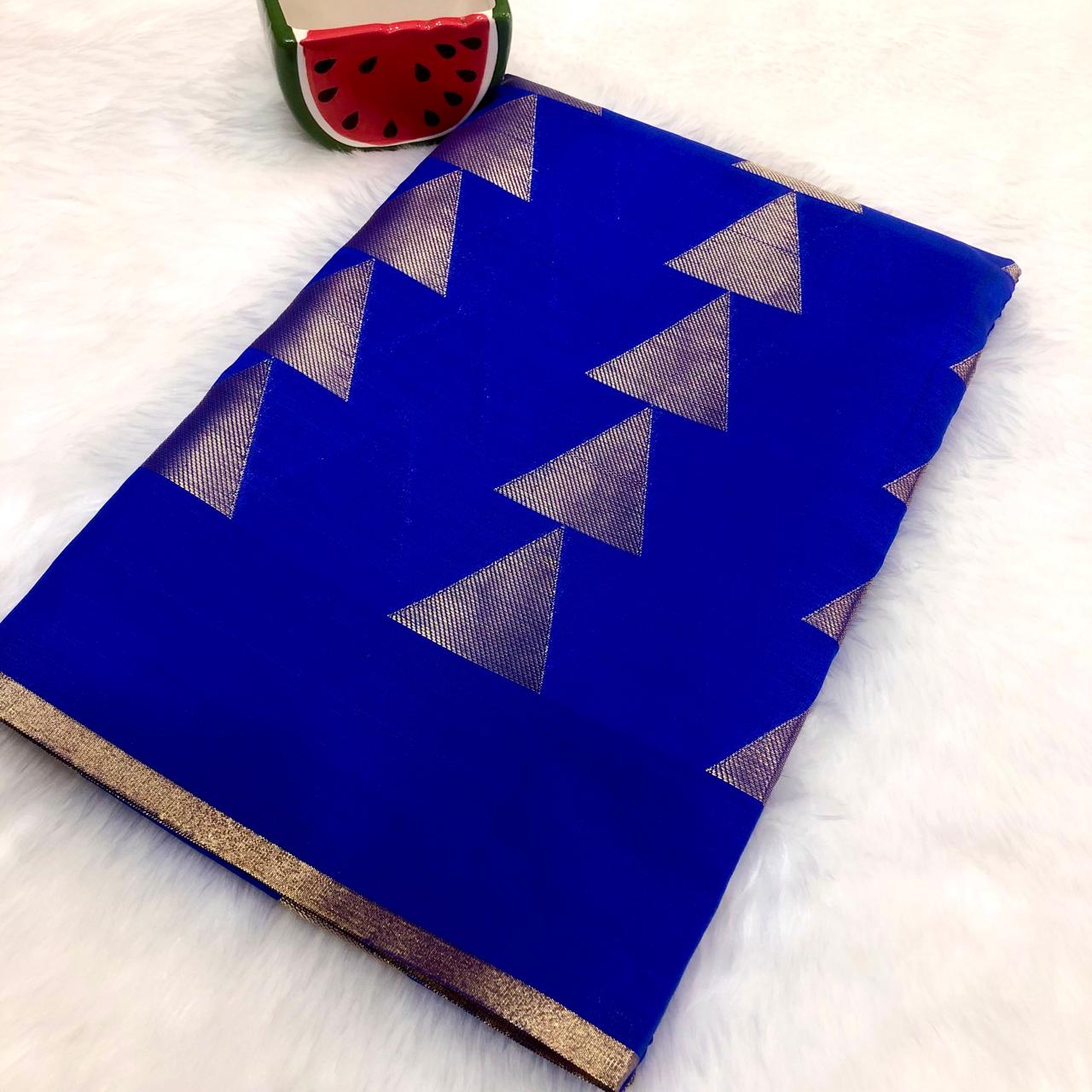 Royal Blue Banarasi Silk Royal Blue Saree With Blouse Piece For Women