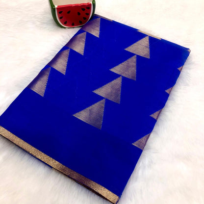 Royal Blue Banarasi Silk Royal Blue Saree With Blouse Piece For Women