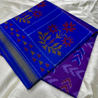 Magenta Ikkat Silk Saree With Blouse Piece For Women