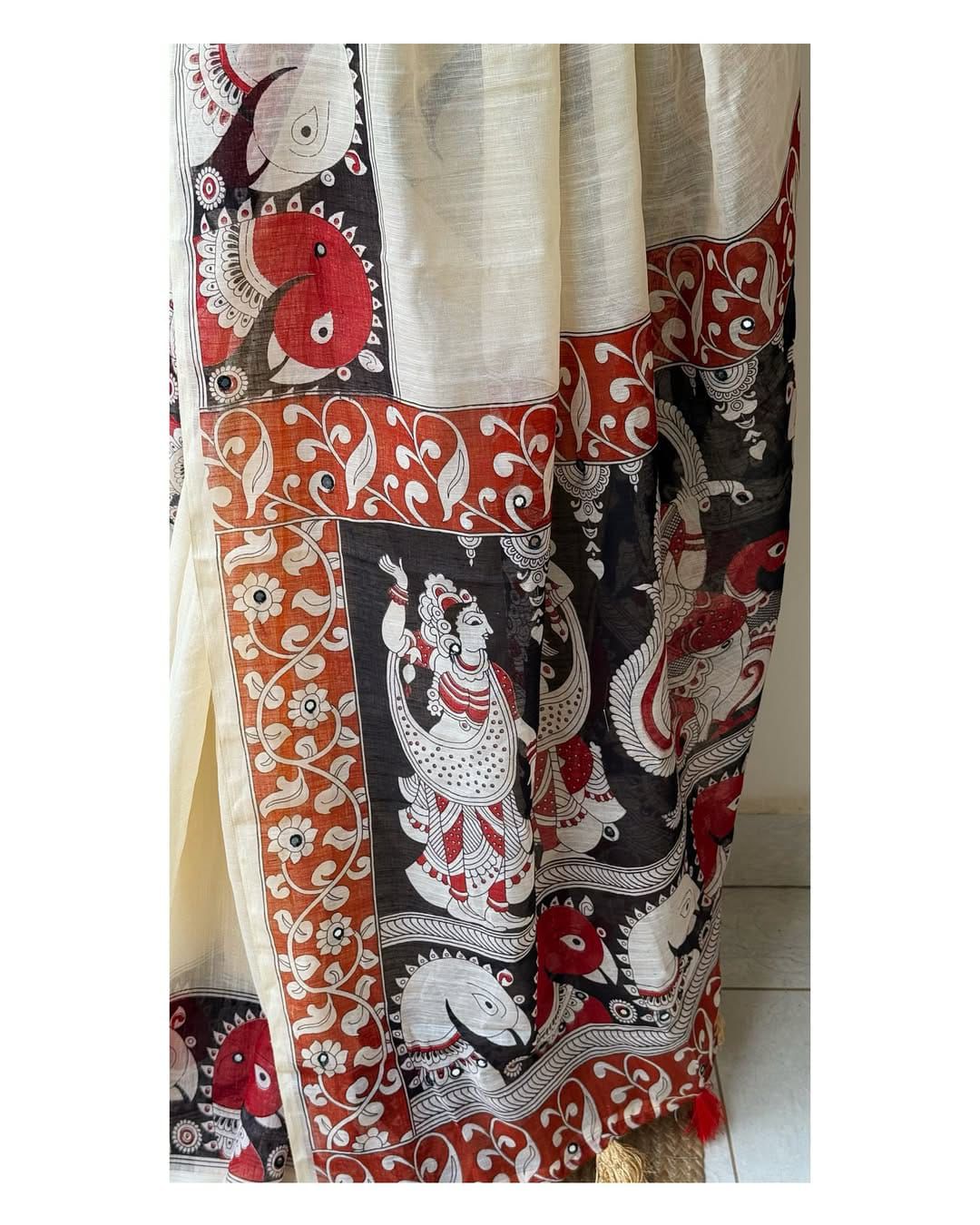 Off White Soft Khadi Linen Saree With Blouse For Women Wear All Occasion