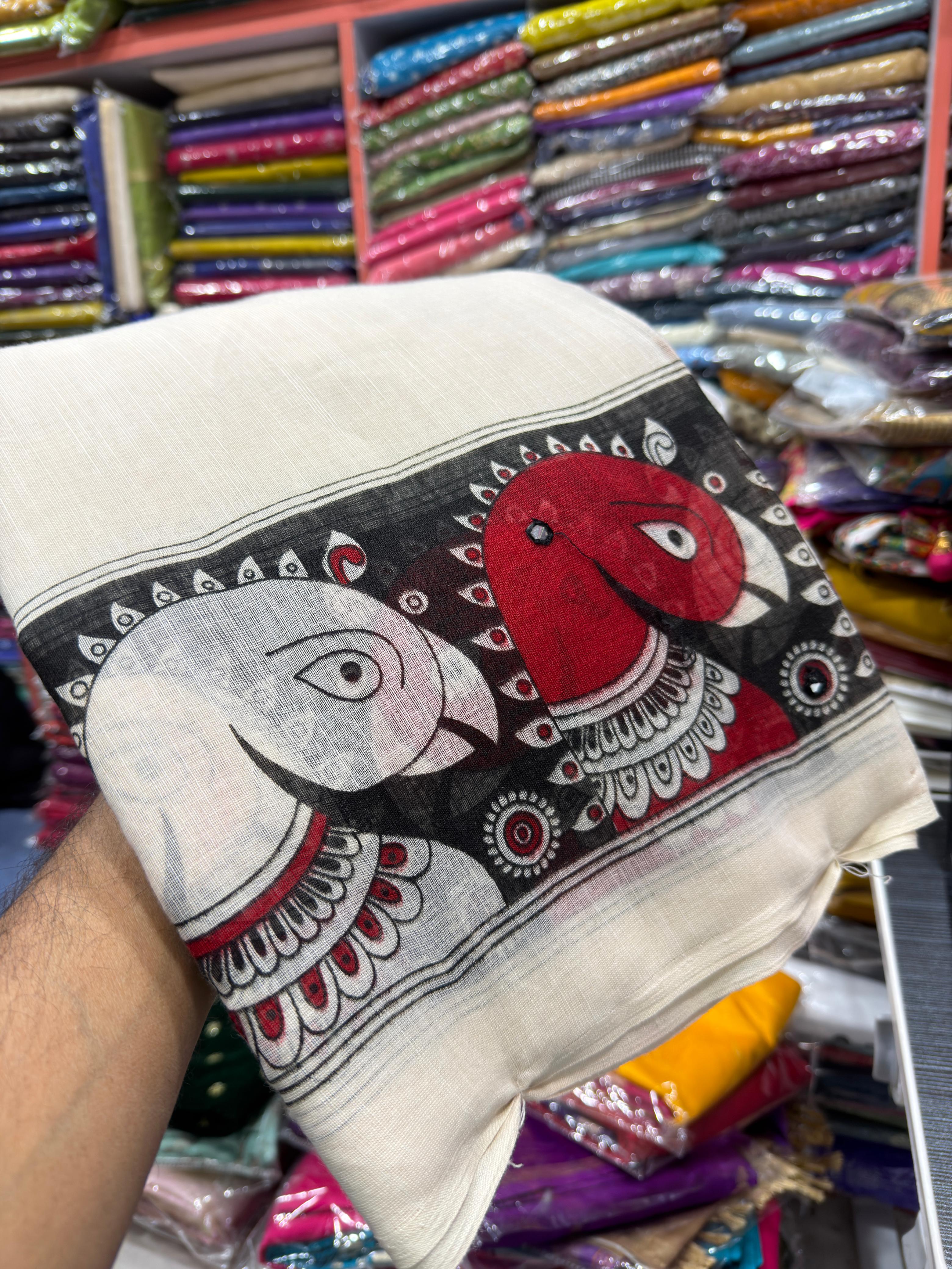 Off White Soft Khadi Linen Saree With Blouse For Women Wear All Occasion