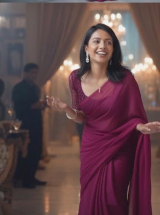 Wine Chiffon Designer Saree With Blouse Piece For Women