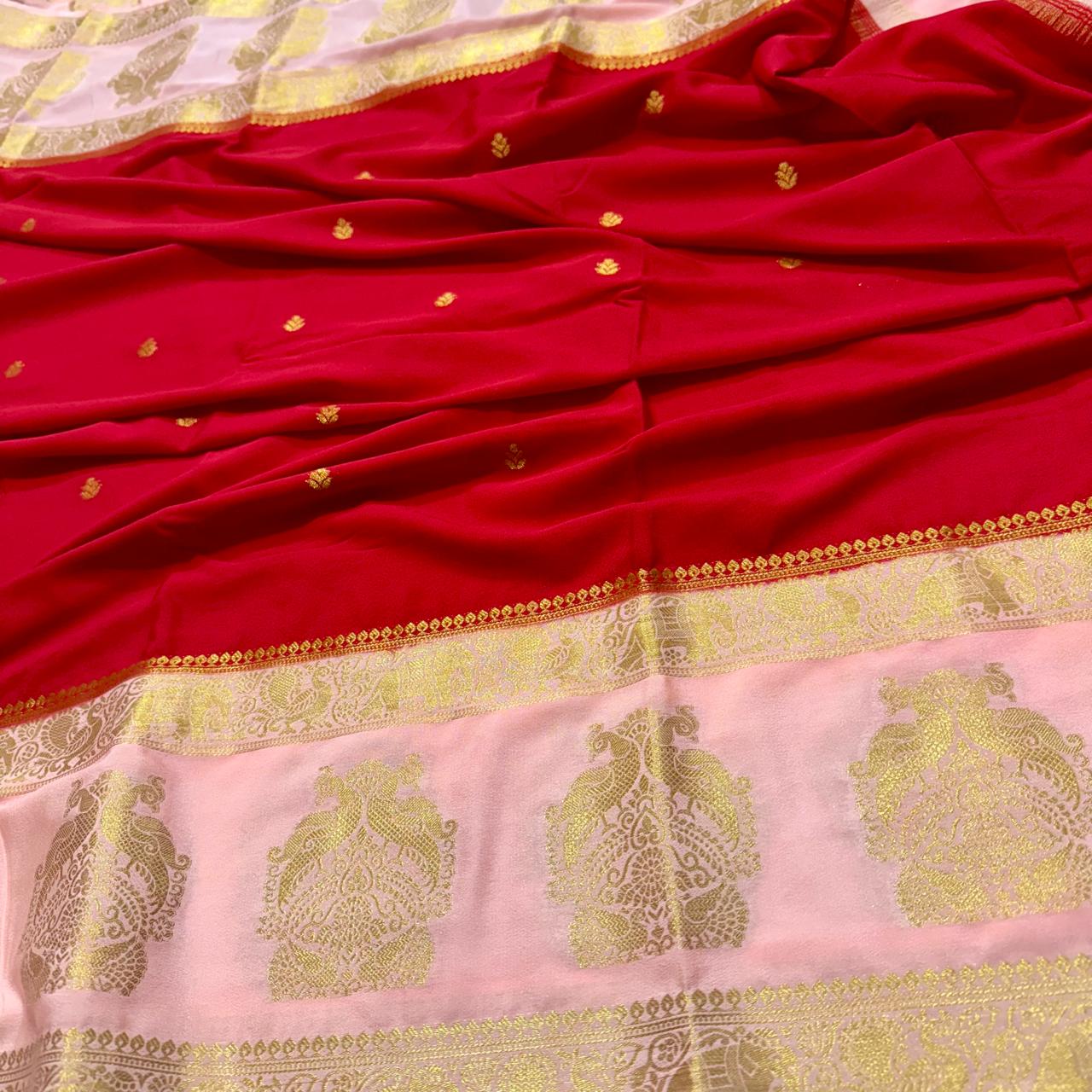 Mandara Mysore silk saree with buttis all over saree , rich border , contrast chit pallu n blouse