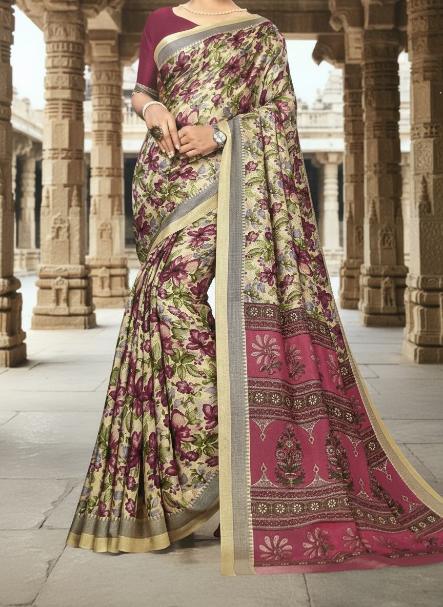 PASHMINA PRINTED SILK SAREE