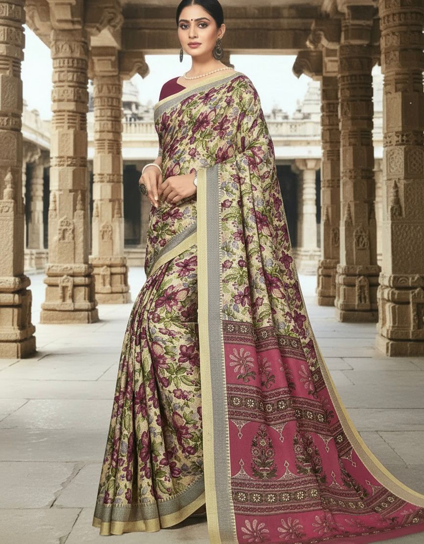 PASHMINA PRINTED SILK SAREE