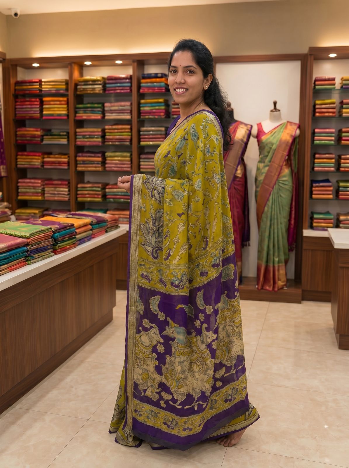 TRENDING MEHANDI GREEN SAREE