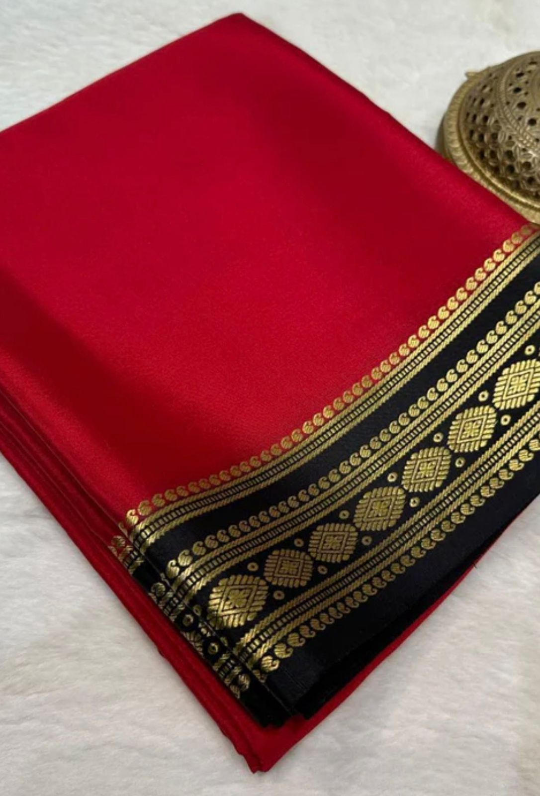 RED WITH BLACK MYSORE SILK SAREE