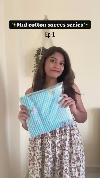 RAMA BLUE TRENDING CHECKS SAREES