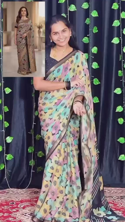 NITA MBANI MULTI COLOURED GEORGETTE SAREE